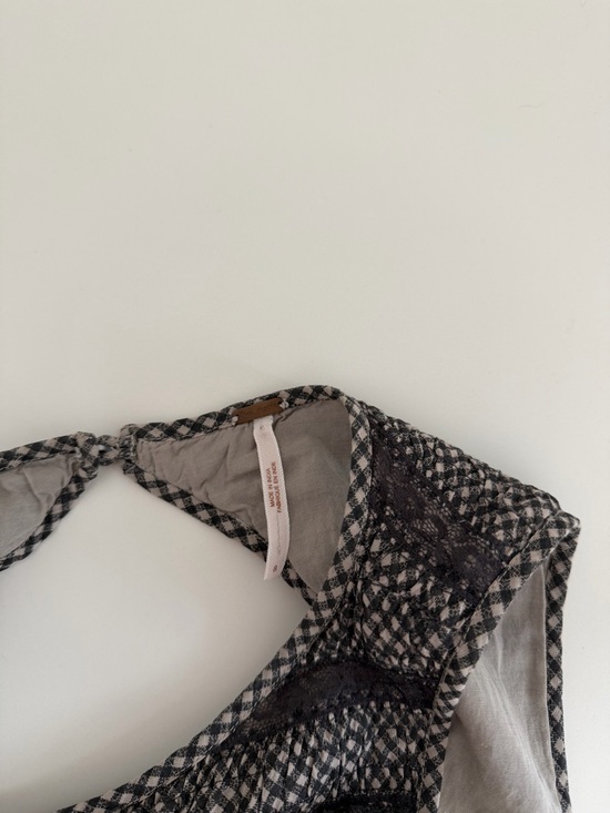 Free People Gingham Lace Sleeveless Dress Fit Flare Size 8 - Picture 5 of 8